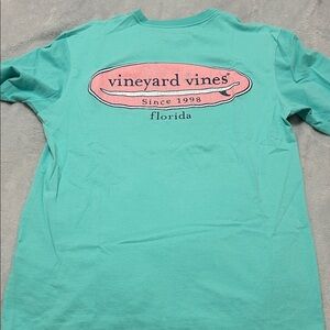 Vineyard Vines Mint Tee with Pink Logo